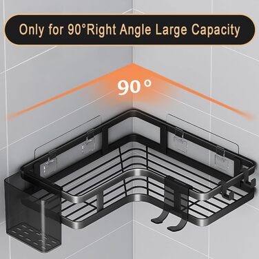 Набір з 2 кутових полиць для душу, чорний ZVZM
