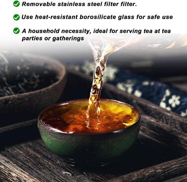 Термостійкий скляний чайник із кришкою 1,5 літра Leikurvo