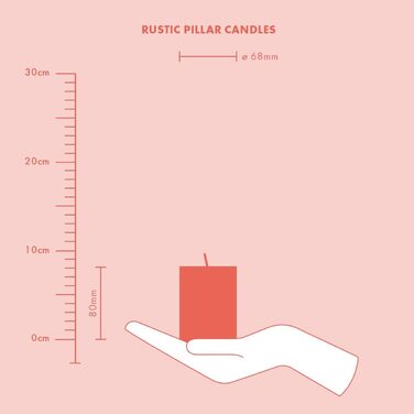 Свічки Bolsius Rustic Pillar - Оливково-зелені - Набір з 4 шт. - Декоративні побутові свічки - Час горіння 60 годин - Без запаху - Натуральний рослинний віск - Без пальмової олії - Оливково-зелені (8 x 7 см, світло-сірі)