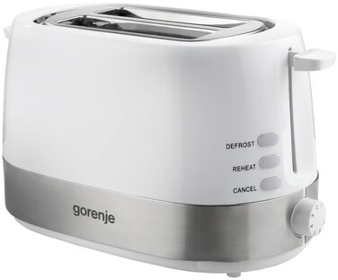 Gorenje Тостер, 850Вт, пластик/ металл , функц. розморож, автовідключення, білий