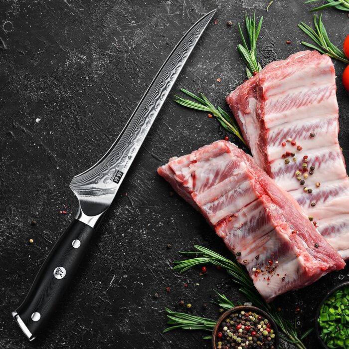 Филейный нож 18 см, дамасская сталь PRO SHAN ZU