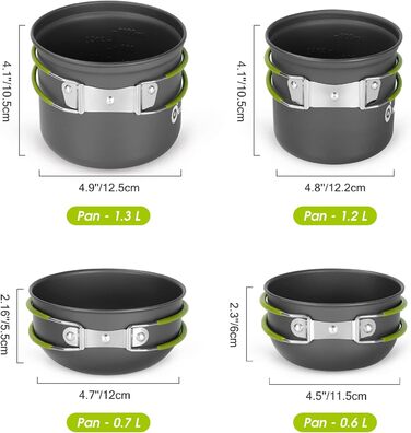 Набір кемпінгового посуду на 2 особи, 16 предметів Odoland