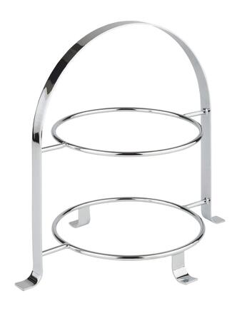 Стійка для сервірування APS високоякісна хромована металева підставка для торта на 3 тарілки з максимальним Ø 27 см - загальна висота 43 см (тарілки в комплект не входять) (2 тарілки - Ø 27см)