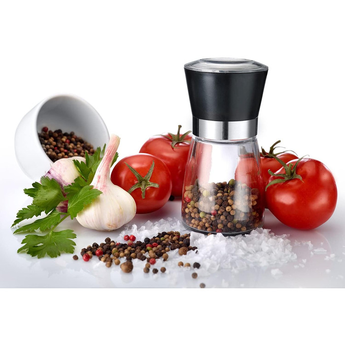 Дисплей Westmark, Вміст 6 дозаторів, Ємність 190 мл кожен, Скло/нержавіюча сталь/пластик, Прозорий/Чорний/Сріблястий, 63592611 (Подрібнювач спецій, 2 шт., Чорний)
