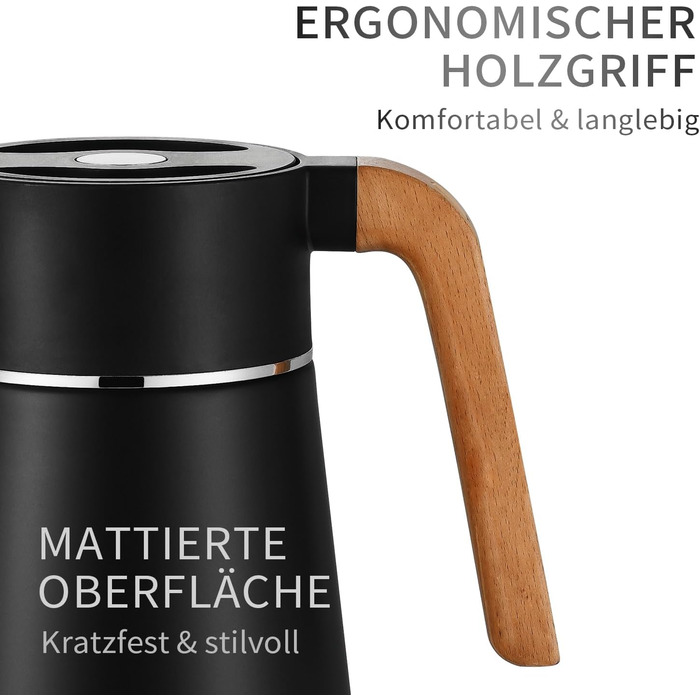 Термоглечик з чайним фільтром 1,5 л, чорний VETIN