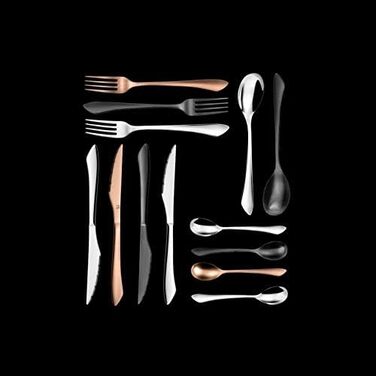 Набор столовых приборов на 4 персоны Столовые приборы с PVD-покрытием матовые в винтажном стиле Набор столовых приборов на 4 персоны нержавеющая сталь 18/0 матовый 4 шт. столовая вилка, столовый нож, столовая ложка и чайная ложка (нержавеющая сталь, 24 шт