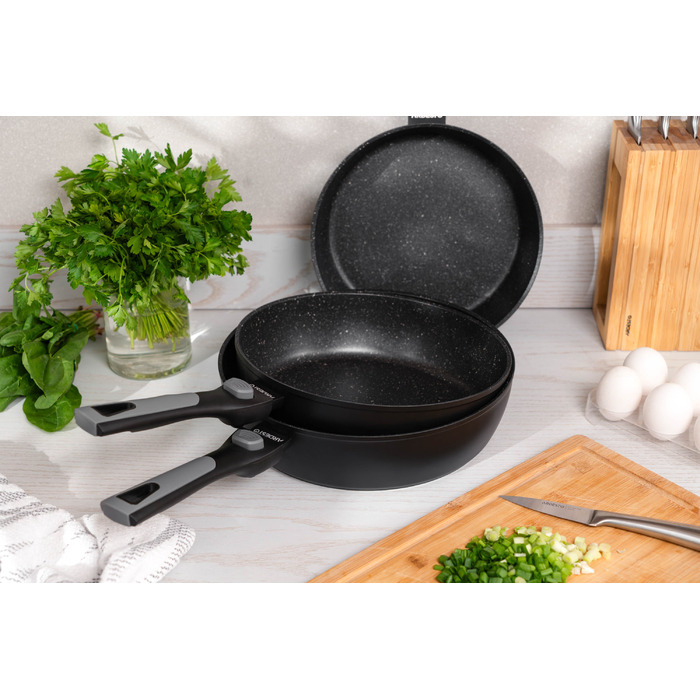 ARDESTO Сковорода глибока зі знімною ручкою Gemini Bari, 28см, алюміній, чорний