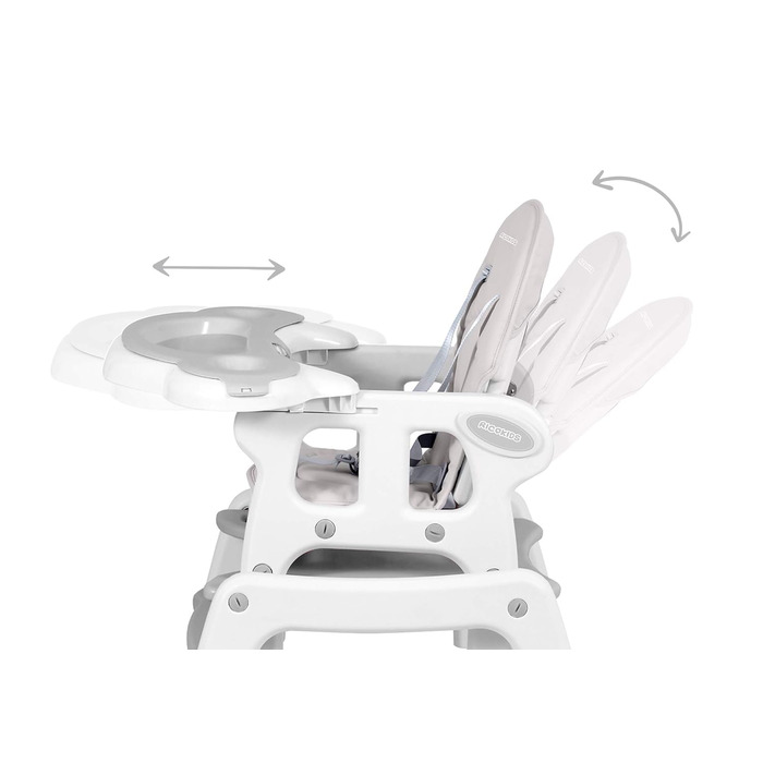 Детский стульчик для кормления 5-в-1 серый Ricokids