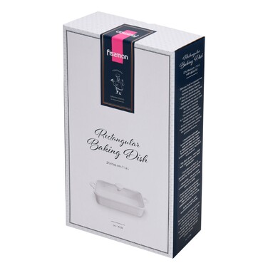 Прямокутна форма для запікання Fissman 27х19х6 см / 1,6 л зі скляною кришкою порцеляна (14156)