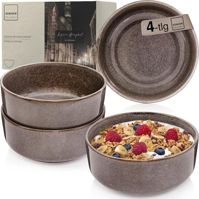 ПОСУД Комбінований сервіз на 6 персон, набір тарілок кавовий кухоль макаронна миска 30 шт. , набір посуду з керамограніту посудомийна машина - мікрохвильова піч - стійкий до подряпин, набір посуду з керамограніту КОЛЕКЦІЯ ЦІННОСТЕЙ (Каїрський графіт, миск