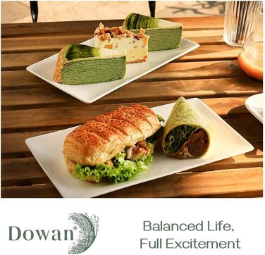 Порцелянова тарілка DOWAN, прямокутні сервірувальні тарілки 30,5 x 15,2 см, білі сервірувальні тарілки для десерту, закусок, м'яса, риби, суші, страв тощо, прямокутні тарілки 4 шт. и 12 дюймів