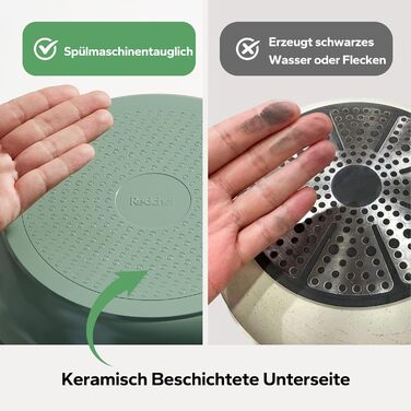 Набір кухонного посуду з керамічним антипригарним покриттям, 16 предметів, зелений Redchef