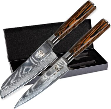 Набір з 2 професійних кухонних ножів 24 см Damascus Wolfblood