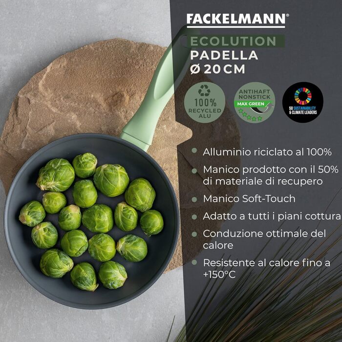 Сковорода 20 см, зеленая Ecolution Fackelmann