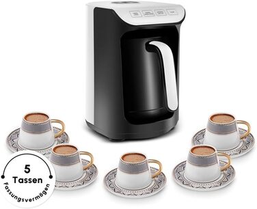 Кавоварка на 5 чашок, 535 Вт, чорно-біла Hatır Köz Karaca