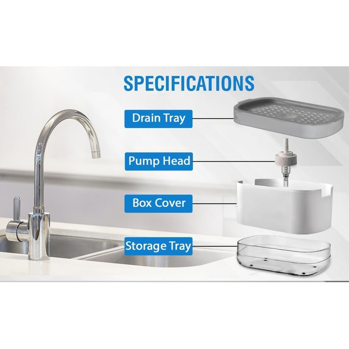 Диспенсер для мийного засобу для кухні та губка чорна Collazoey