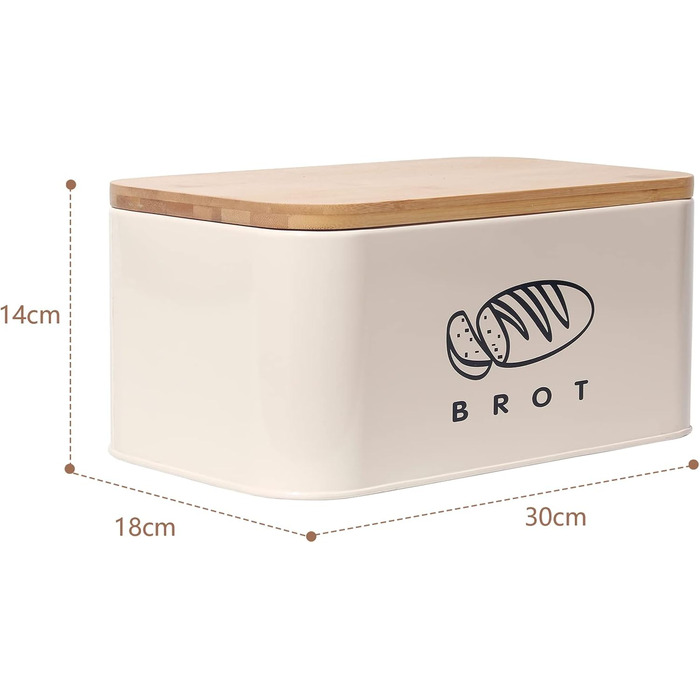 Хлібниця з кришкою 30 х 18 х 14 см бежевий Theo&Cleo