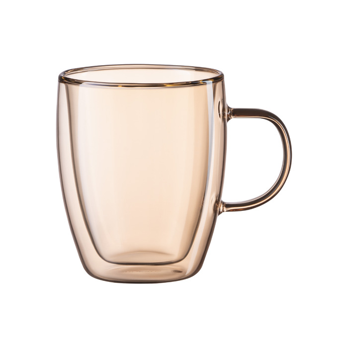ARDESTO Набір чашок з ручками AGolden Moon з подвійними стінками, 270 мл, H 10 см, 2 од., боросилікатне скло