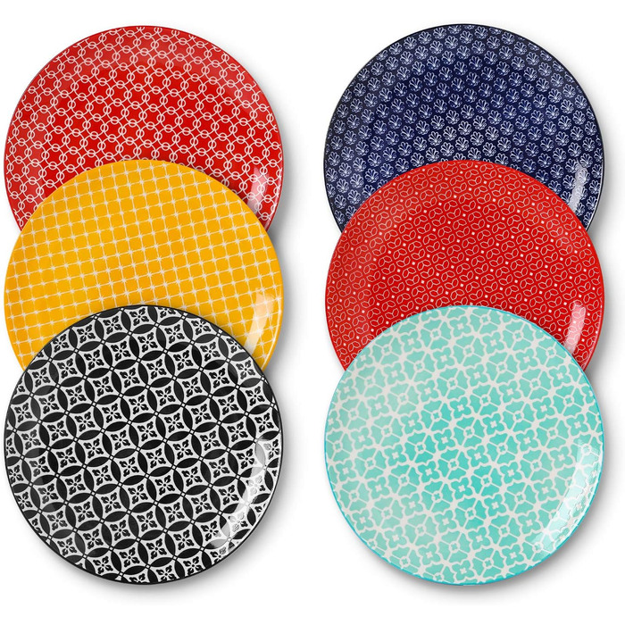 Набір з 6 обідніх тарілок 26,7 см, різнокольорові Dowan