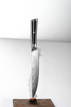 Ніж для хліба Sunnecko 20 см із зазубреним краєм, дамаський ніж для хліба, гострий кухонний ніж з лезом з дамаської сталі, ніж для різання хліба з ручкою G10