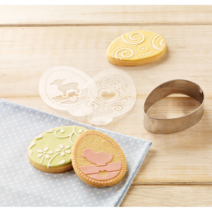 Набір трафаретів для печива у вигляді великодніх яєць, 2 предмета, 10,5 х 7 см, RBV Birkmann