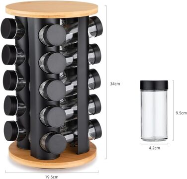 Обертова карусель на 20 баночок для спецій чорна EliteHoff