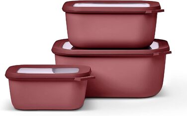 Прямокутний набір Cirqula з 3 предметів з кількома лотками - Банки для зберігання з кришкою - Підходить як ящик для зберігання, холодильник, морозильна камера та посуд для мікрохвильової печі - 750, 1500 і 3000 мл - (Vivid Mauve, набір 3 шт. и (750, 1500,