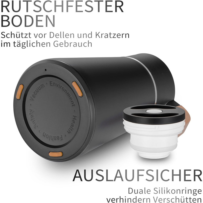 Термоглечик з чайним фільтром 1,5 л, чорний VETIN