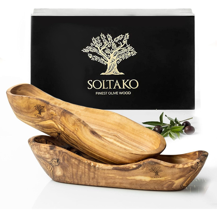 Багетна хлібниця з оливкового дерева - Миска для закусок довгаста - Сільська дерев'яна миска - Декоративна миска - Миска для фруктів - Миска ручної роботи - Миска для ювелірних виробів - Універсальна миска (2, 25-29 см)