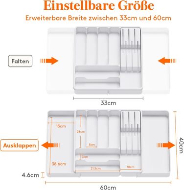 Органайзер для столових приладів 60 х 40 х 4,6 см білий Lifewit