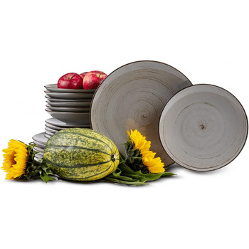 Набор посуды konsimo Combi на 6 персон Набор тарелок ALUMINA Modern 18 предметов Столовый сервиз - Сервиз и наборы посуды - Комбинированный сервиз на 6 персон - Сервиз для семьи - Посуда красочная Столовая посуда (Ностальгия Попель)