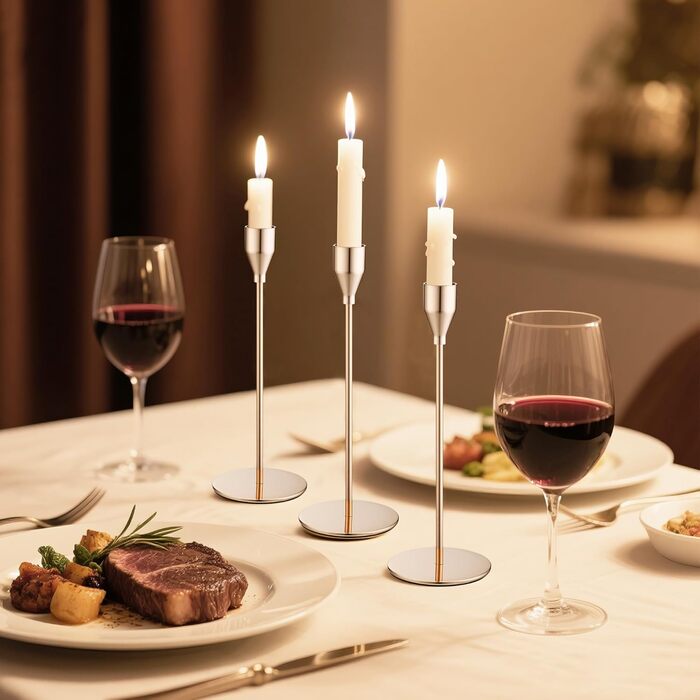 Елементний металевий свічник, 33/28/23 см, тривимірний свічник-конус, елегантний свічник-конус у ретро-стилі для весіль, вечерь при свічках, вечірок, днів народження, домашнього декору (золотистий), 6-