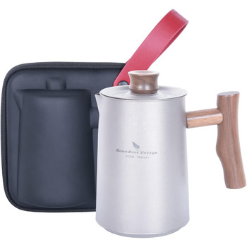 Мл Титановые чайники Чашки Набор с заварочным устройством для рассыпного чая Светлый чайник На открытом воздухе Кемпинг Дорожный чайник Чайный сервиз Пикник Пешие прогулки Сад Офис Домашняя чайная посуда для 4 человек Ti3117D (Ti3116D-380 мл Чайник титано