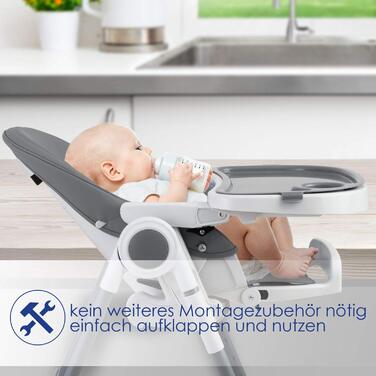 Дитячий стільчик для годування від 6 місяців темно-сірий Kidiz