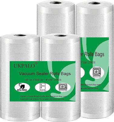 Рулон вакуумних плівок 20 x 500 см та 28  x 500 см, 4 рулона UKPALO
