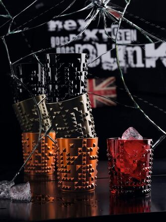 Набор из 4 предметов, хрустальный бокал, 390 мл, punk, 0099498-0 (стакан для виски, черный)