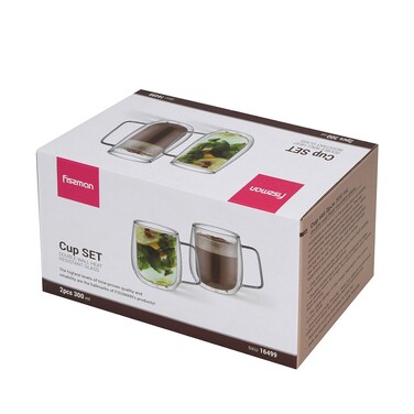 Набір з 2-х склянок Fissman з подвійними стінками 300 мл жароміцне скло (16499)