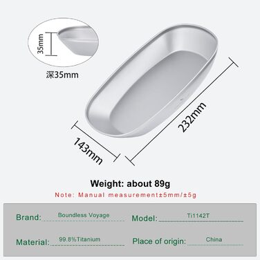 Титанова пластина iBasingo &Boundless Voyage, одношарова, легка, портативна, для пакування овочів, фруктів, риби, чіпсів у кемпінгу, Ti1114T (Ti1142T-s)