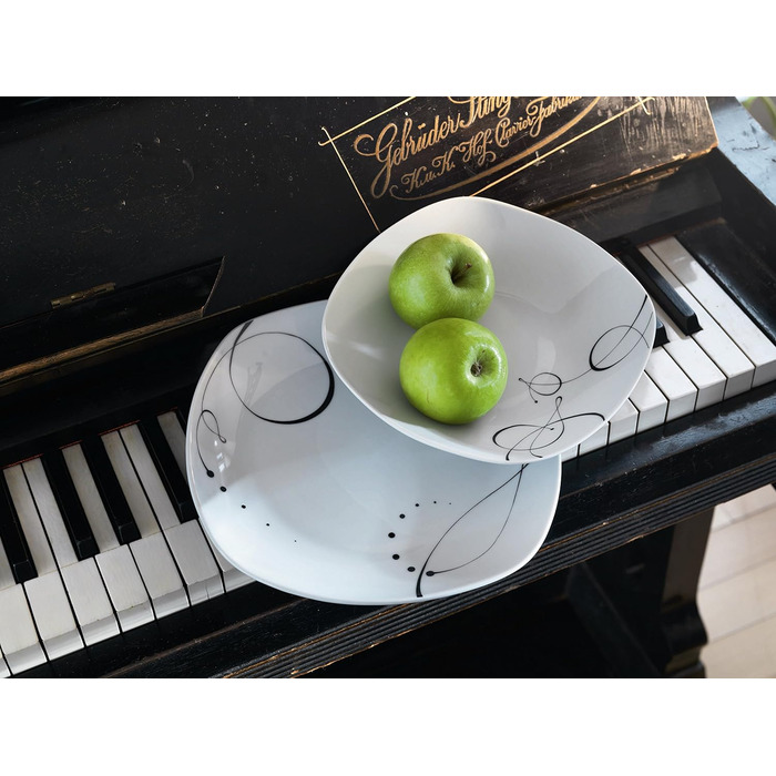 Серія Шансон, комбінований сервіз 30 предметів, порцеляновий набір посуду, на 6 персон, білий