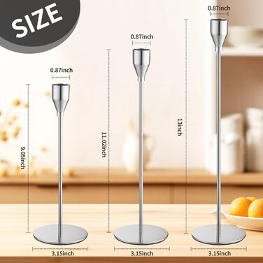 Металеві свічники із 6 предметів, 33/28/23 см, срібний LIAILA