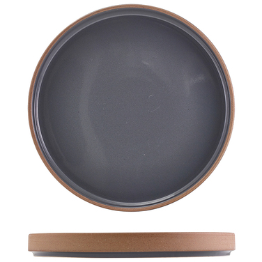 Тарілка презентаційна 25*2.5 см із низьким вертикальним бортом, Kava Dark Grey Stoneware Raw Wall, GenWare