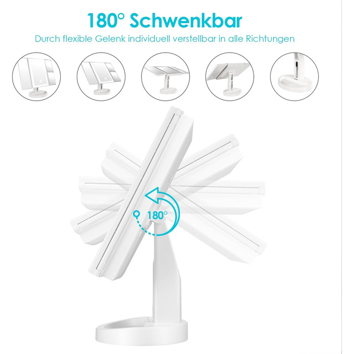 Дзеркало косметичне настільне з підсвічуванням та 10-кратним збільшенням Vialex