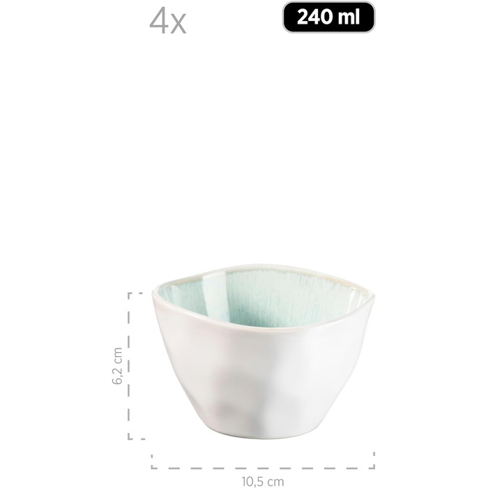 Набір мисок MSER Frozen з 9 предметів з красивої кераміки, 1 салатниця, 4 рамен і 4 миски для занурення, органічні форми у вінтажному вигляді, ручна глазур, керамограніт, 26 (зелений)