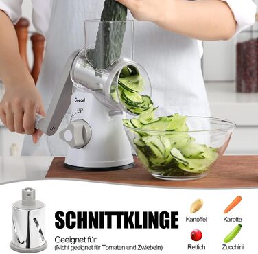 Терка для сыра/овощей с 3 ножами барабана серый Geedel