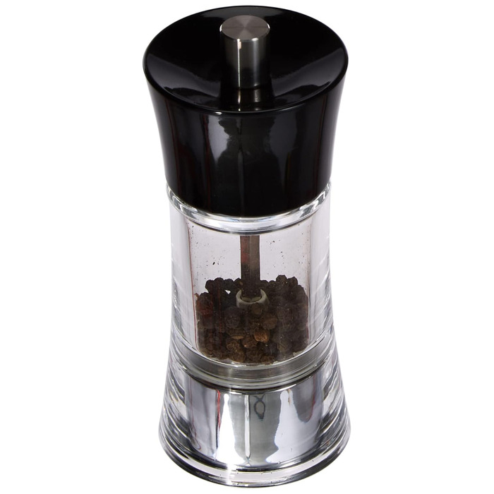 Регульований помел від дрібного до грубого, Керамічна шліфувальна машина Zassenhaus Зроблено в Німеччині , Ручний млин для перцю , Вже наповнений , Акрил чорний