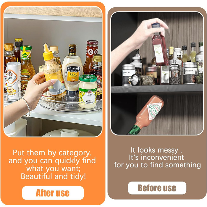 Органайзер для холодильника обертовий, набір 2 предмети, прозорий TUFA