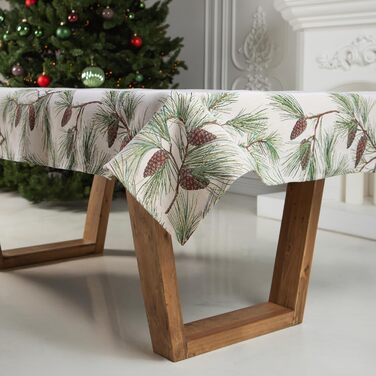 Різдвяна гобеленова скатертина Home of Christmas Скатертина на Різдво та Новий рік (Соснові шишки (без блискіток), 140x180 см)