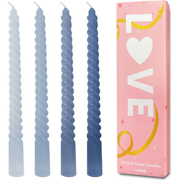 Набір з 4 конічних спіральних свічок 2,2 x 25 см, синій мікс Love Topsics