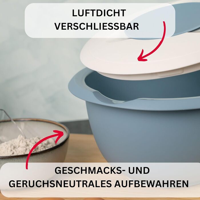 Миска для змішування та випічки Westmark з кришкою з двох частин, 2,5 л, з носиком, пластикова, біла/яблучно-зелена, 3153227A (синій/білий, з кришкою)
