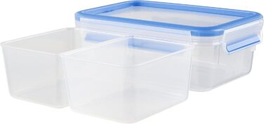 Набір контейнерів для зберігання продуктів EMSA Clip & Close, прямокутні, 5 x 0,8 л, коробки для зберігання, 100 герметичні, придатні для миття в посудомийній машині, морозильної камери та мікрохвильової печі, прозорі, сині, зроблені в Німеччині, N10307 (